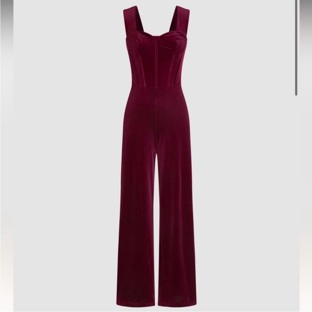 NWT Cider Velvet Retro Solid Jumpsuit, Wine/Burgundy, Medium​